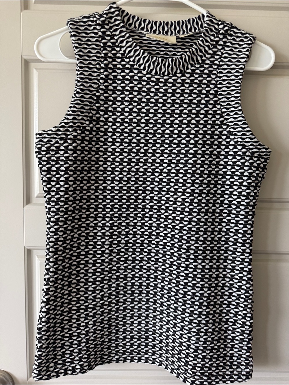 Anthropologie Maeve Black and White Sleeveless Mock Neck Tank